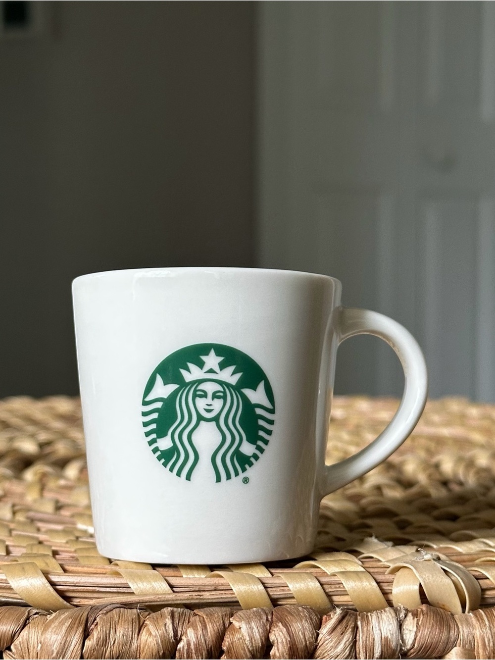 Starbucks White Ceramic Espresso Mini Mug with Green Logo 3 Oz Coffee Cup